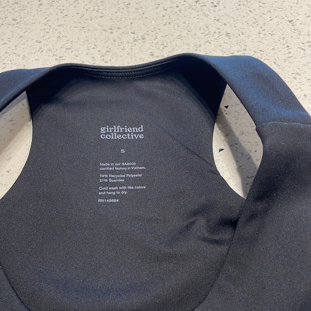 Girlfriend Collective Dylan Tank Bra Black Size Small - Picture 4 of 7